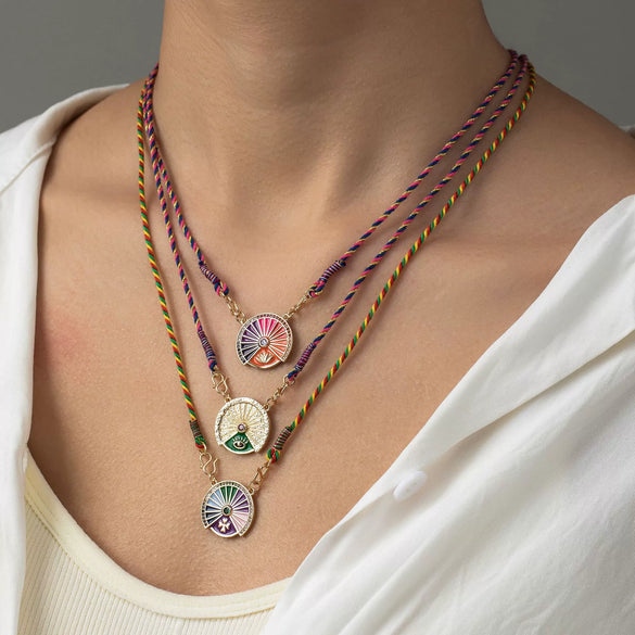 Wholesale Necklace Copper Geometric Rotatable Tarot Love Eye Gold Plated Color Preservation