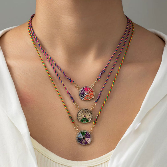 Wholesale Necklace Copper Geometric Rotatable Tarot Love Eye Gold Plated Color Preservation