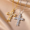 Wholesale Necklace Copper Gold Platinum Microinlaid Zircon Cross Pendant Ochain Light Luxury Retro Style For Women