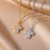 Wholesale Necklace Copper Gold Platinum Microinlaid Zircon Cross Pendant Ochain Light Luxury Retro Style For Women