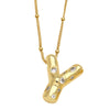 Wholesale Necklace Copper Goldplated Inlaid Zircon With Letters Pattern Ochain