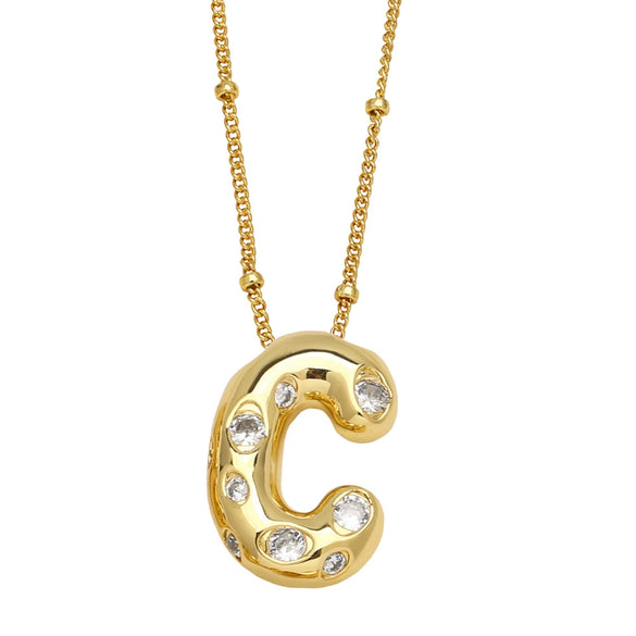 Wholesale Necklace Copper Goldplated Inlaid Zircon With Letters Pattern Ochain
