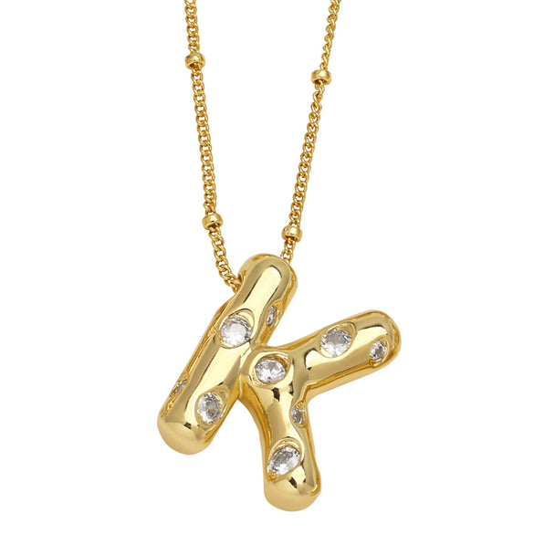 Wholesale Necklace Copper Goldplated Inlaid Zircon With Letters Pattern Ochain