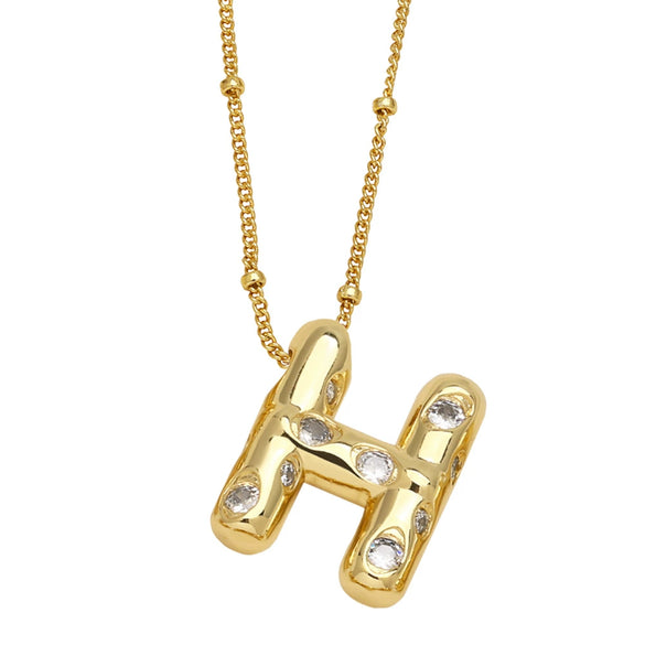 Wholesale Necklace Copper Goldplated Inlaid Zircon With Letters Pattern Ochain