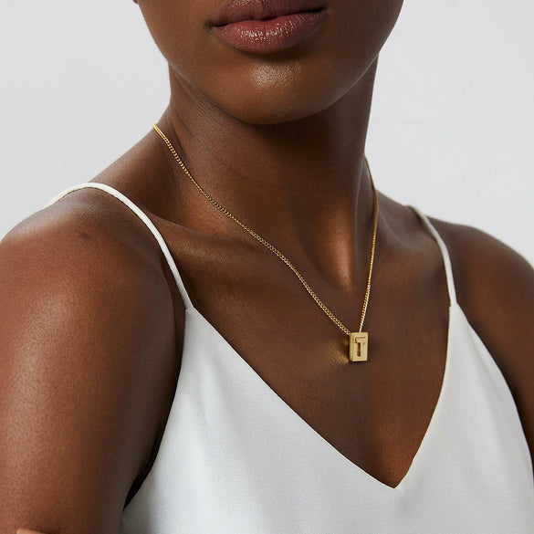 Wholesale Necklace Copper Goldplated Square Letter Design For Women