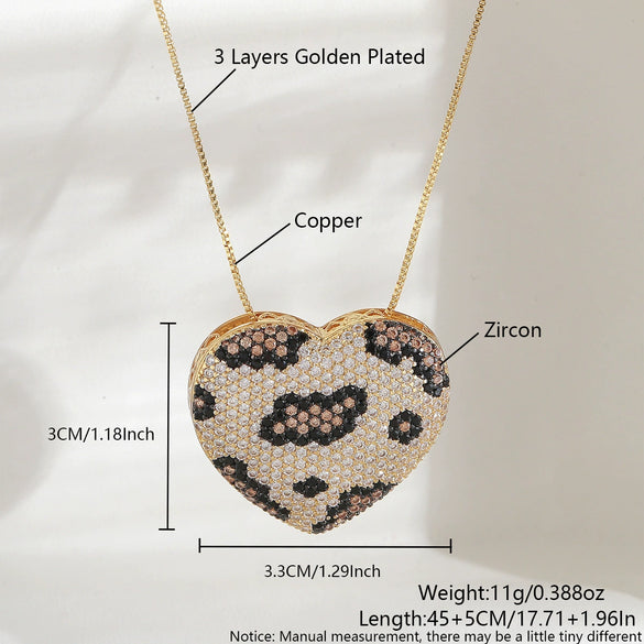 Wholesale Necklace Copper Heart Shape Leopard Snake Pattern Electroplated For Women