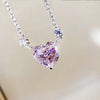 Wholesale Necklace Copper Heart Shape Pink Zircon Pendant Ochain For Women