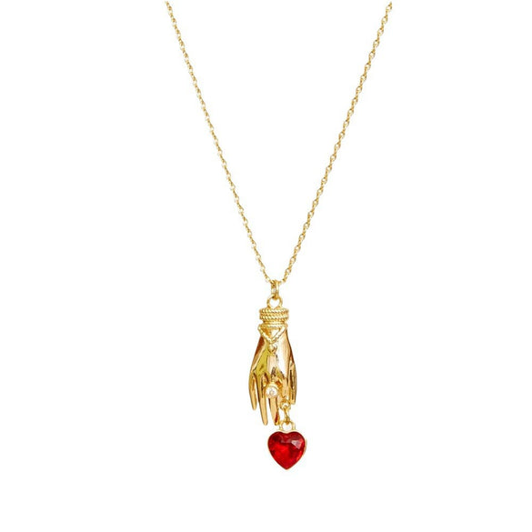 Wholesale Necklace Copper Heart Zircon Pendant Goldplated Electroplating Design For Unisex