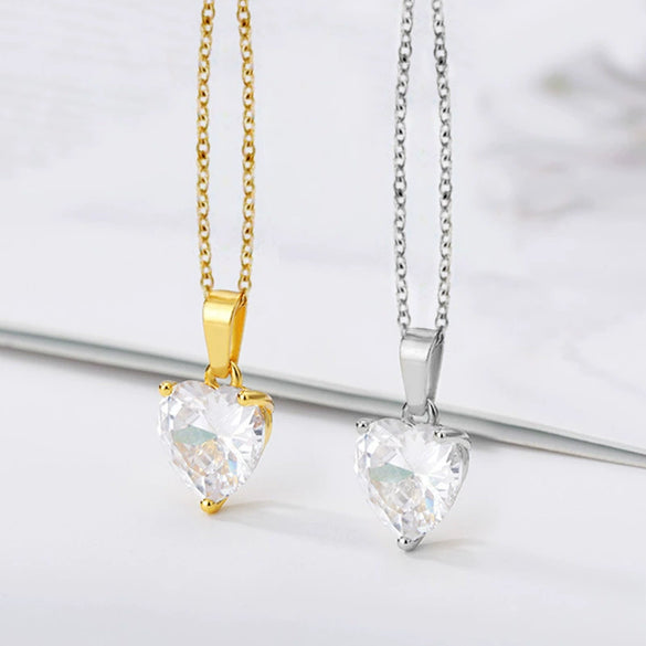 Wholesale Necklace Copper Heartshaped Zircon Pendant Ochain Women's Fashion