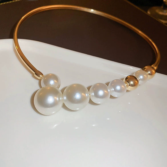 Wholesale Necklace Copper Imitation Pearl Geometric Retro High Elegant For Women