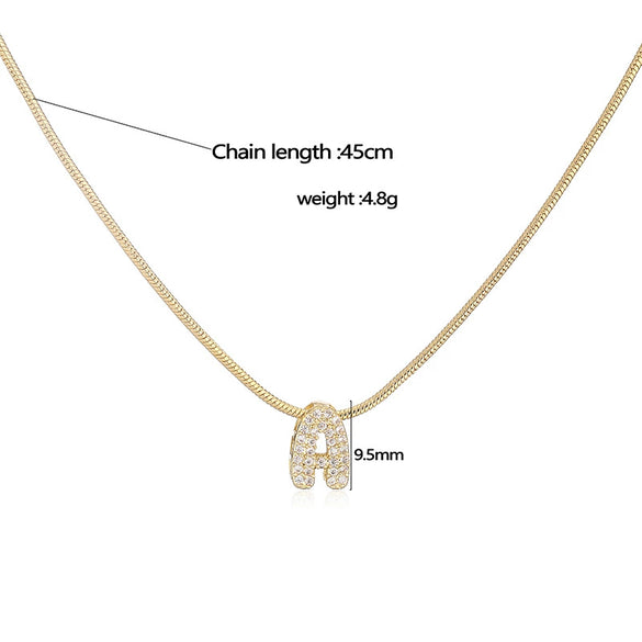 Wholesale Necklace Copper Inlaid With Zirconia Snake Bone Chain Minimalist Style With Letters Pattern