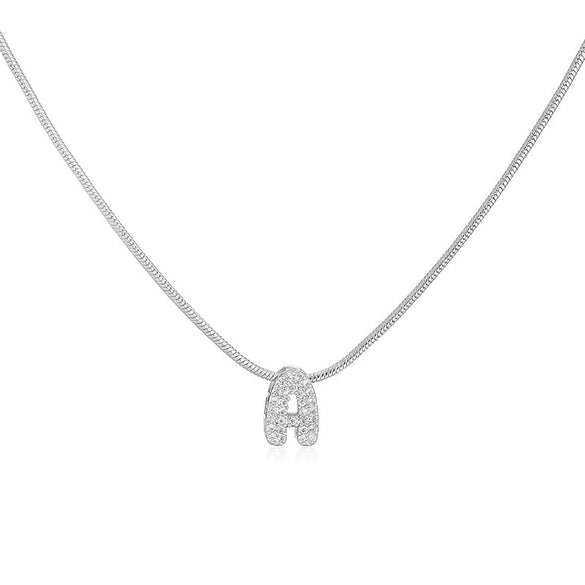 Wholesale Necklace Copper Inlaid With Zirconia Snake Bone Chain Minimalist Style With Letters Pattern