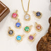 Wholesale Necklace Copper Inlaid Zircon Geometric Square Pendant Light Luxury Style