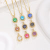 Wholesale Necklace Copper Inlaid Zircon Geometric Square Pendant Light Luxury Style