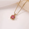 Wholesale Necklace Copper Inlaid Zircon Geometric Square Pendant Light Luxury Style