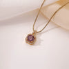 Wholesale Necklace Copper Inlaid Zircon Geometric Square Pendant Light Luxury Style