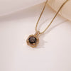 Wholesale Necklace Copper Inlaid Zircon Geometric Square Pendant Light Luxury Style