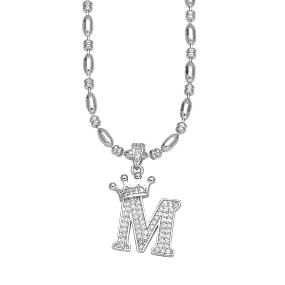 Wholesale Necklace Copper Inlaid Zircon Letter Hip Hop Men's Melon Seed Chain