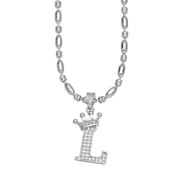 Wholesale Necklace Copper Inlaid Zircon Letter Hip Hop Men's Melon Seed Chain