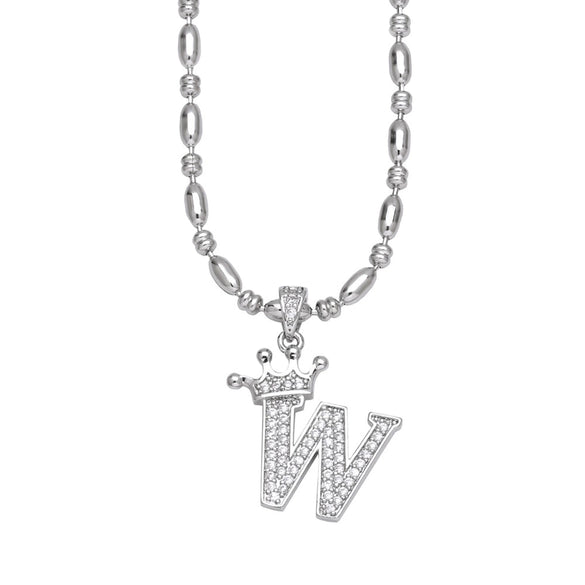 Wholesale Necklace Copper Inlaid Zircon Letter Hip Hop Men's Melon Seed Chain