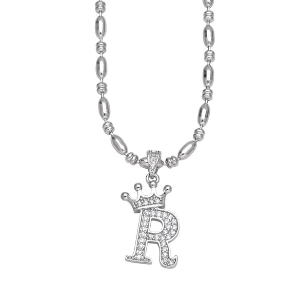 Wholesale Necklace Copper Inlaid Zircon Letter Hip Hop Men's Melon Seed Chain