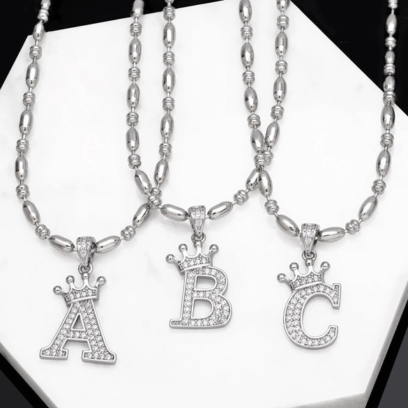 Wholesale Necklace Copper Inlaid Zircon Letter Hip Hop Men's Melon Seed Chain