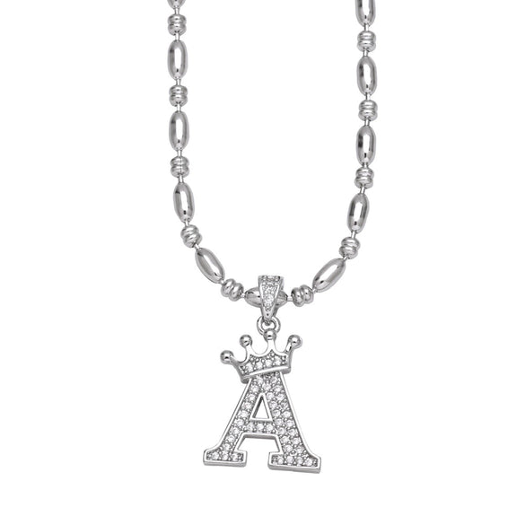 Wholesale Necklace Copper Inlaid Zircon Letter Hip Hop Men's Melon Seed Chain