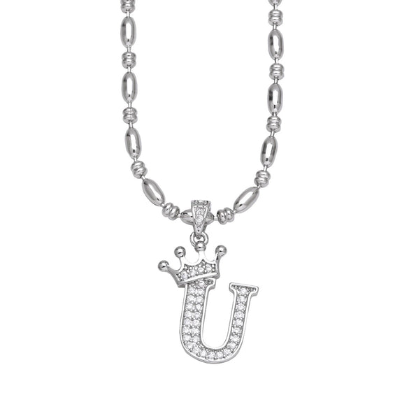 Wholesale Necklace Copper Inlaid Zircon Letter Hip Hop Men's Melon Seed Chain