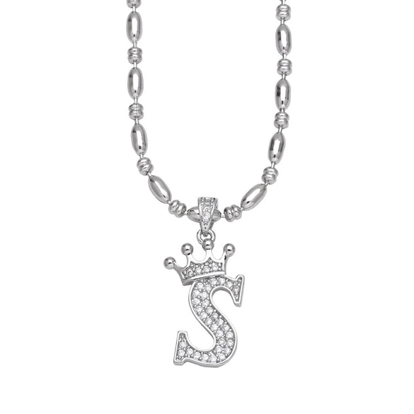 Wholesale Necklace Copper Inlaid Zircon Letter Hip Hop Men's Melon Seed Chain