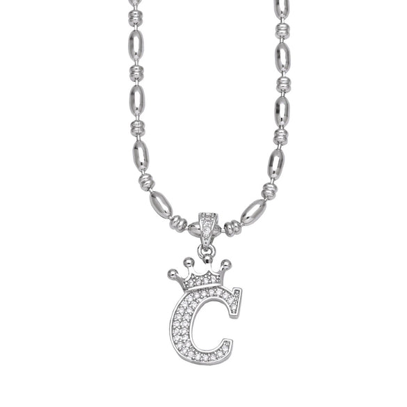 Wholesale Necklace Copper Inlaid Zircon Letter Hip Hop Men's Melon Seed Chain