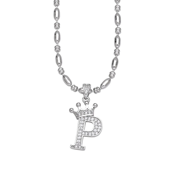 Wholesale Necklace Copper Inlaid Zircon Letter Hip Hop Men's Melon Seed Chain