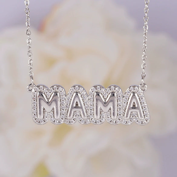 Wholesale Necklace Copper Light Luxury Style English Letter Pendant O Word Chain Mixed Gemstone Setting Electroplating For Women