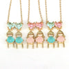 Wholesale Necklace Copper Mixed Gem Inlay Cartoon Character Electroplating Water Wave Chain Jewelry