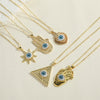 Wholesale Necklace Copper Mixed Gem Inlay Exaggerated Love Devil's Eye Heart Shape Palm Design Electroplating Ochain For Women