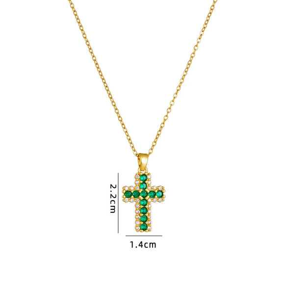 Wholesale Necklace Copper Mixed Gem Inlay Geometric Electroplating Ochain Pendant For Women