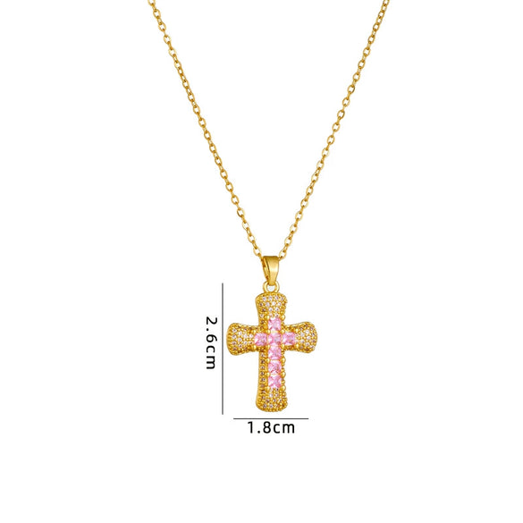 Wholesale Necklace Copper Mixed Gem Inlay Geometric Electroplating Ochain Pendant For Women