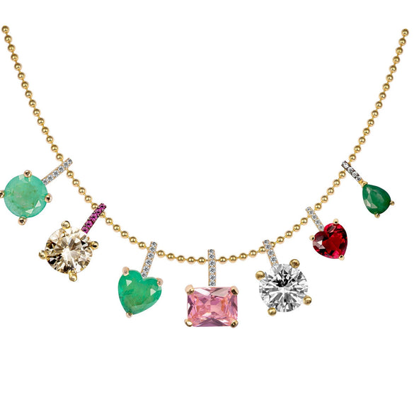 Wholesale Necklace Copper Mixed Gem Inlay Geometric Light Luxury Style