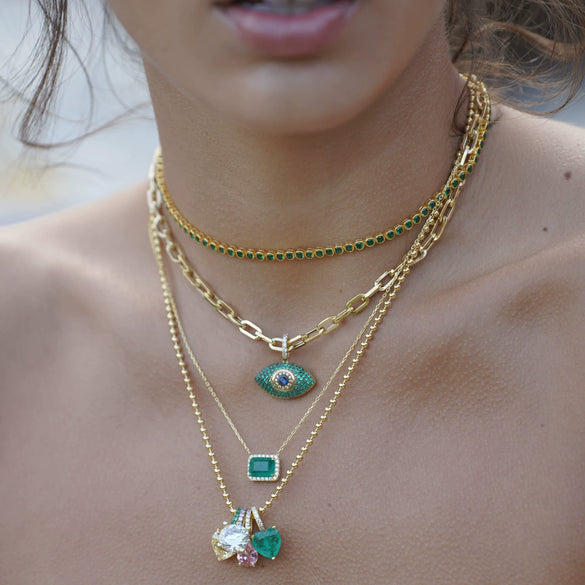 Wholesale Necklace Copper Mixed Gem Inlay Geometric Light Luxury Style