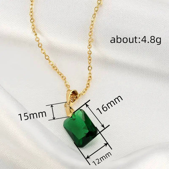 Wholesale Necklace Copper Mixed Gem Inlay Geometric Pendant Electroplating Ochain Women's