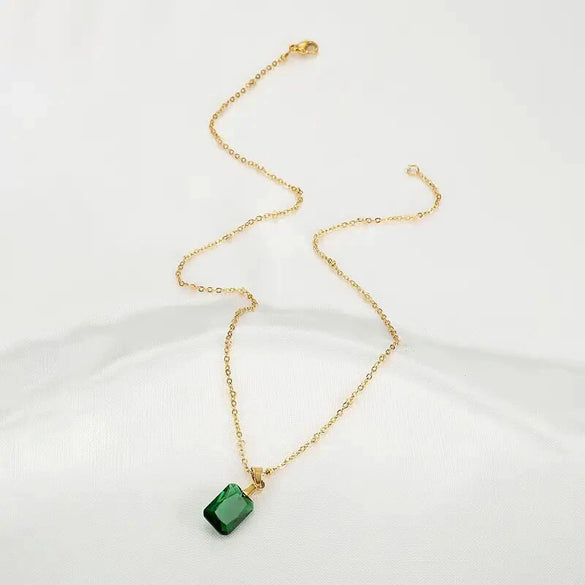 Wholesale Necklace Copper Mixed Gem Inlay Geometric Pendant Electroplating Ochain Women's