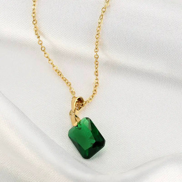 Wholesale Necklace Copper Mixed Gem Inlay Geometric Pendant Electroplating Ochain Women's