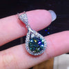 Wholesale Necklace Copper Mixed Gem Inlay Geometric Water Drop Pendant For Women
