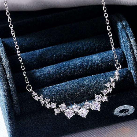 Wholesale Necklace Copper Mixed Gem Inlay Geometric Zircon Pendant O Chain Women's