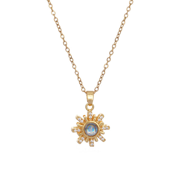 Wholesale Necklace Copper Mixed Gem Inlay Rhombus Snowflake Pendant Ochain Electroplating For Women Light Luxury Style