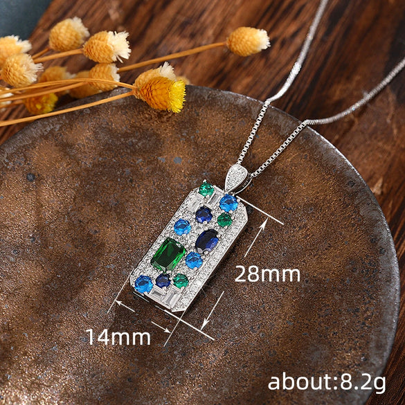 Wholesale Necklace Copper Mixed Gemstone Inlay Geometric Electroplating For Women