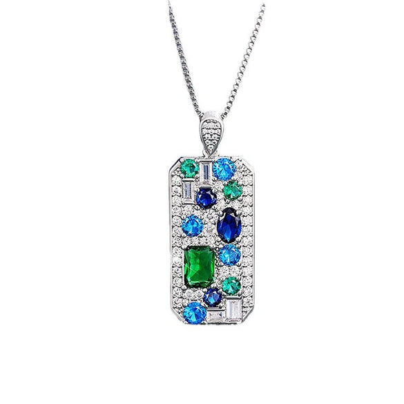 Wholesale Necklace Copper Mixed Gemstone Inlay Geometric Electroplating For Women