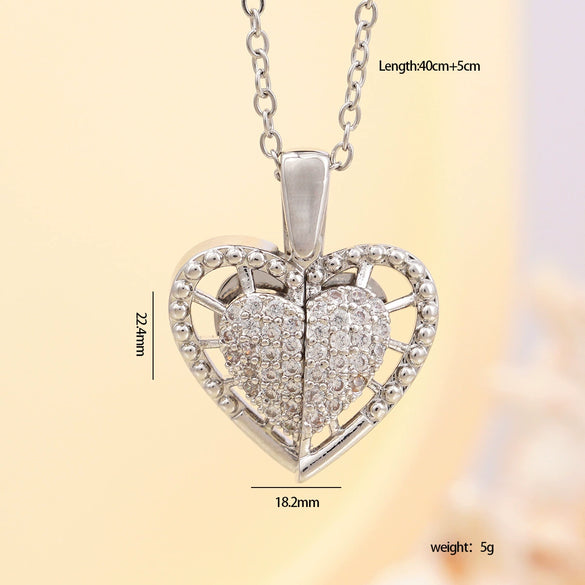 Wholesale Necklace Copper Mixed Gemstone Inlay Heartshaped Wings Pendant Electroplating For Women