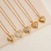 Wholesale Necklace Copper Mixed Gemstone Inlay Heartshaped Wings Pendant Electroplating For Women