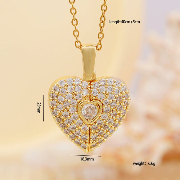 Wholesale Necklace Copper Mixed Gemstone Inlay Heartshaped Wings Pendant Electroplating For Women