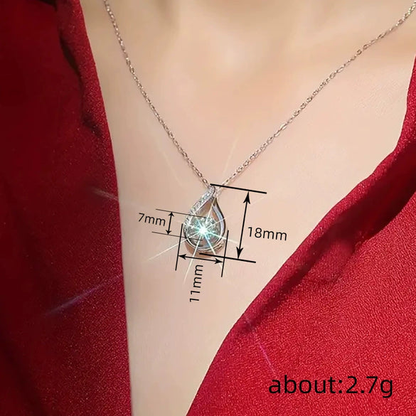 Wholesale Necklace Copper Mixed Gemstone Setting Dropshaped Geometric Pendant Light Luxury Minimalist